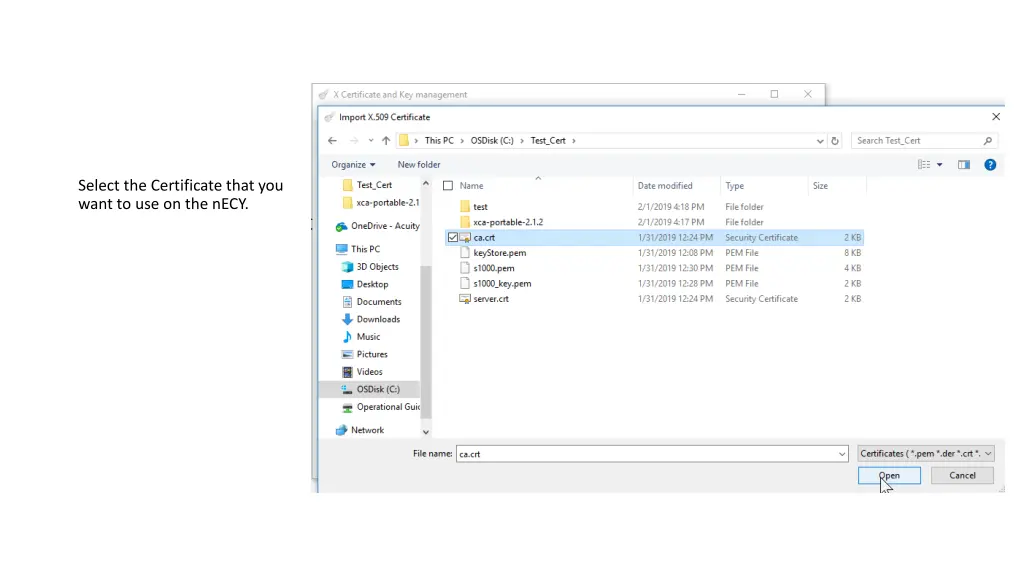select the certificate that you want