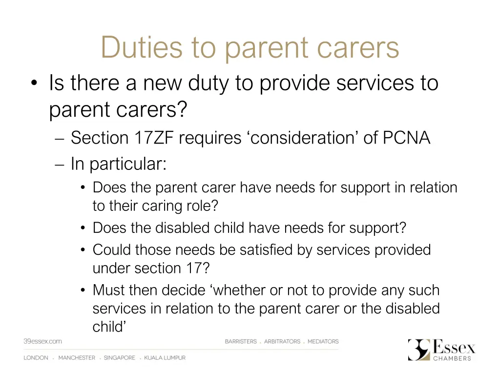 duties to parent carers 1