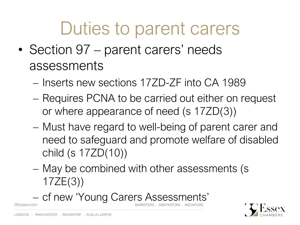 duties to parent carers