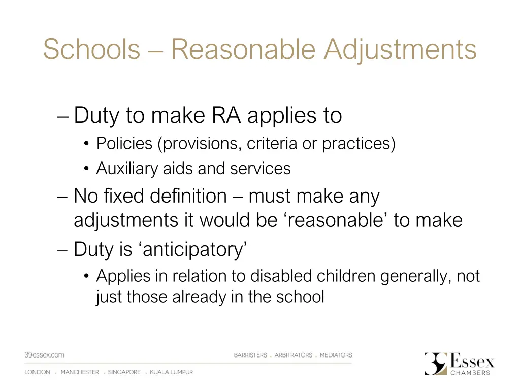 schools reasonable adjustments