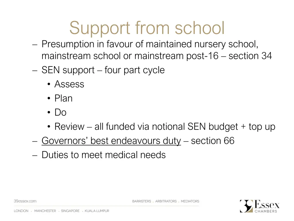support from school