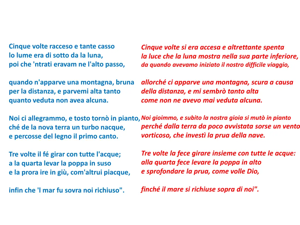 cinque volte racceso e tante casso lo lume