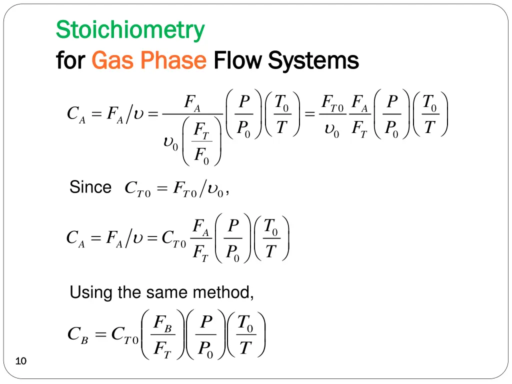 stoichiometry stoichiometry for for gas phase 1