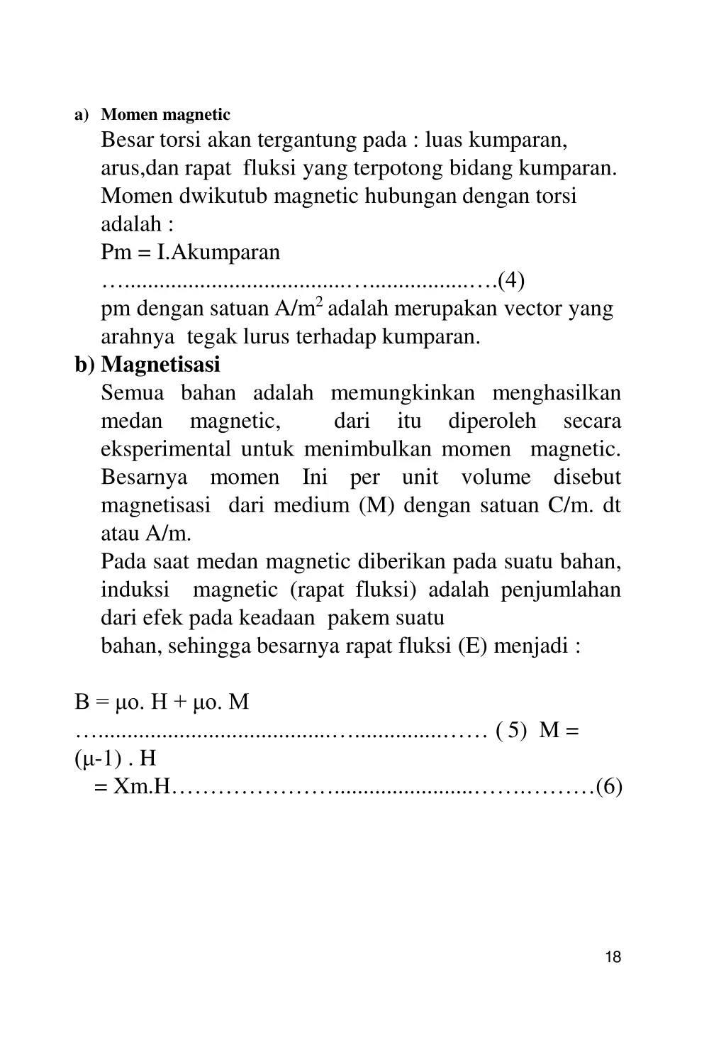 a momen magnetic besar torsi akan tergantung pada