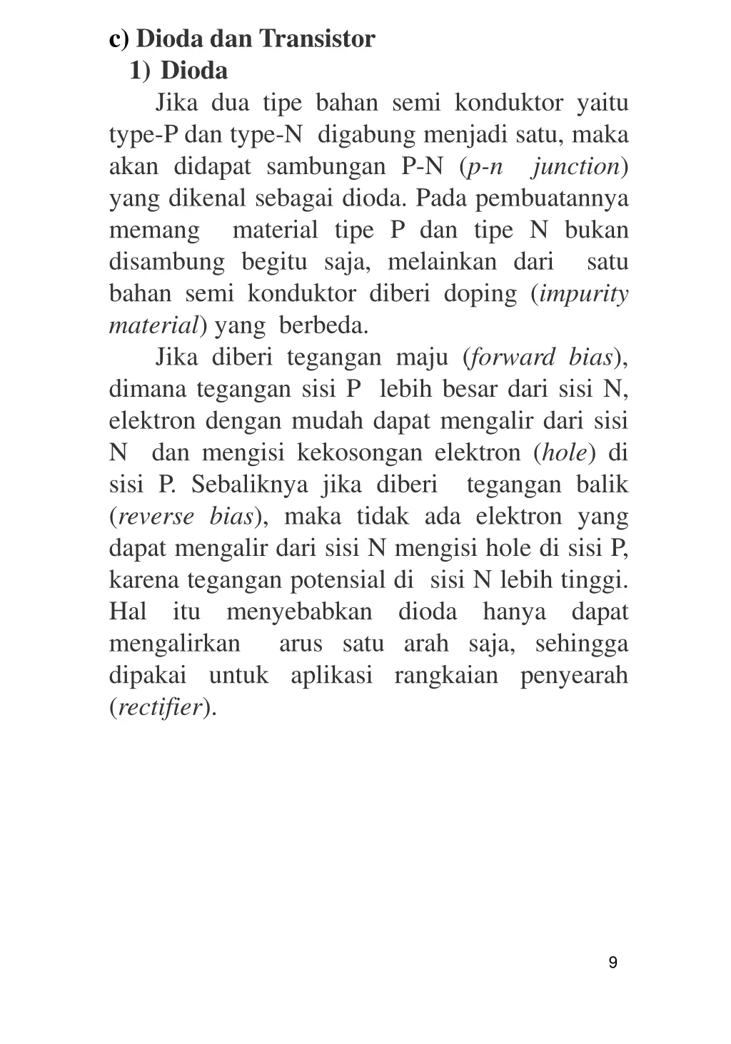 c dioda dan transistor 1 dioda jika dua tipe