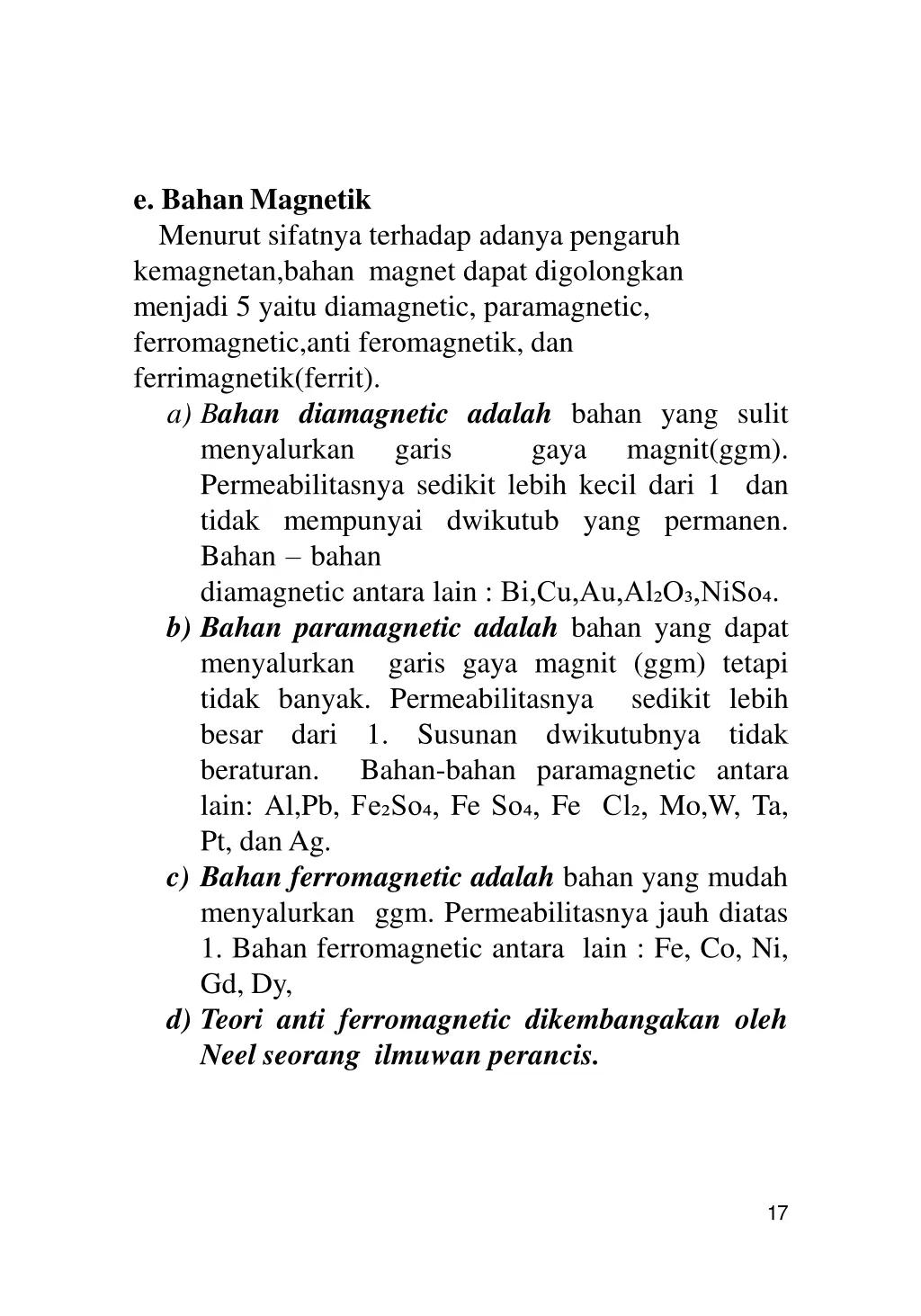 e bahanmagnetik menurut sifatnya terhadap adanya
