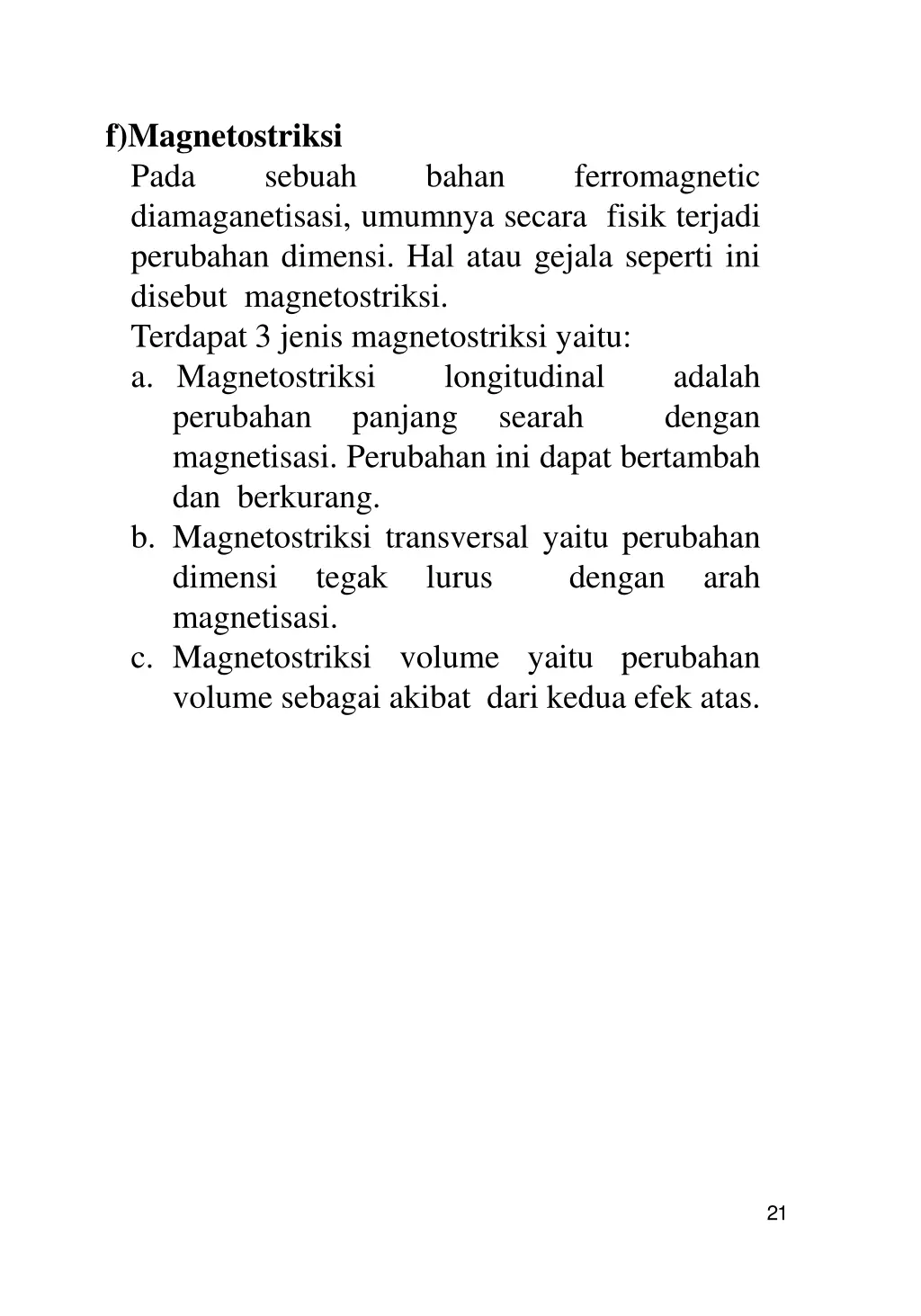 f magnetostriksi pada diamaganetisasi umumnya