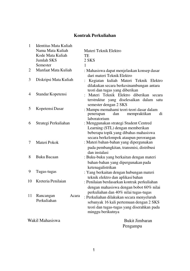 kontrak perkuliahan