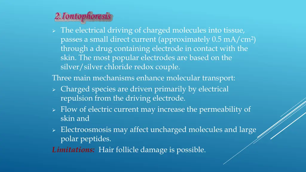 the electrical driving of charged molecules into