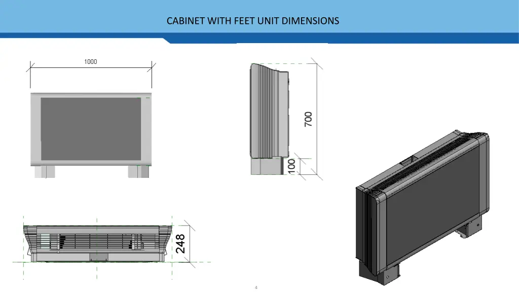 cabinet with feet unit dimensions
