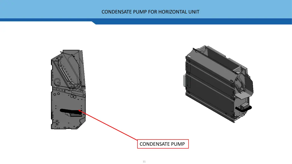 condensate pump for horizontal unit