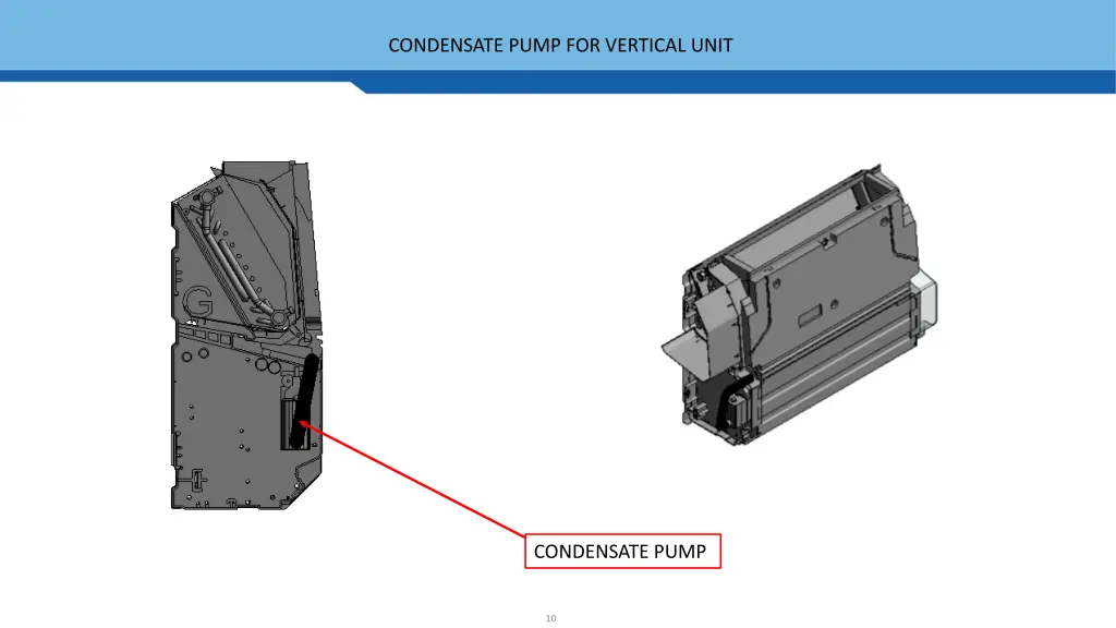 condensate pump for vertical unit