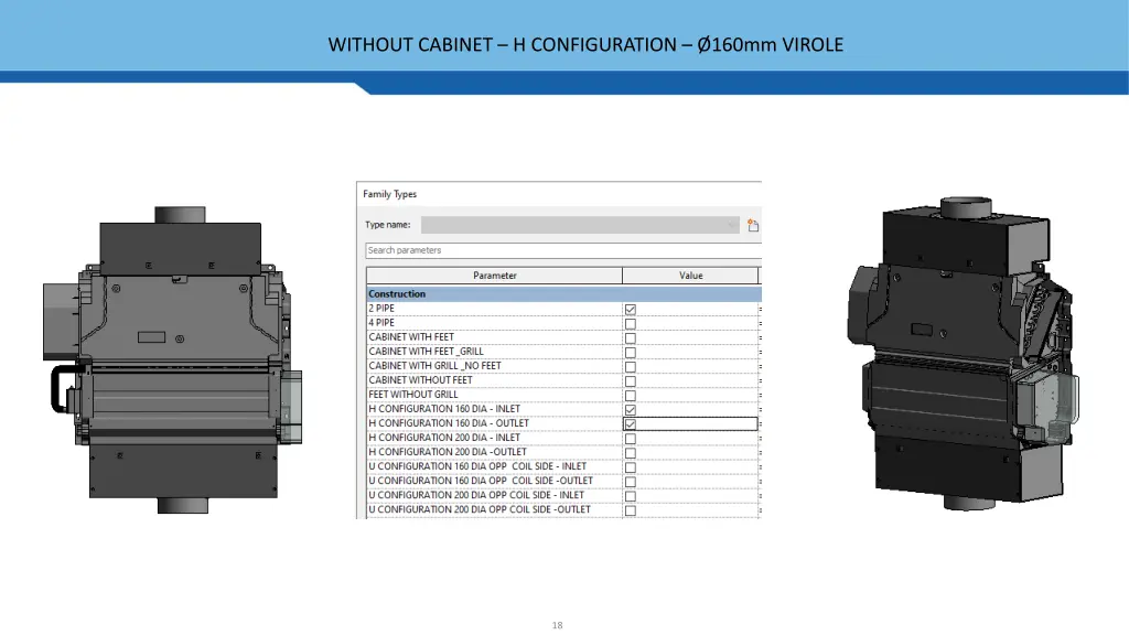 without cabinet h configuration 160mm virole