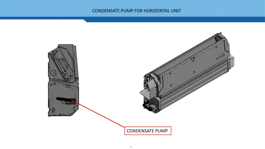 condensate pump for horizontal unit