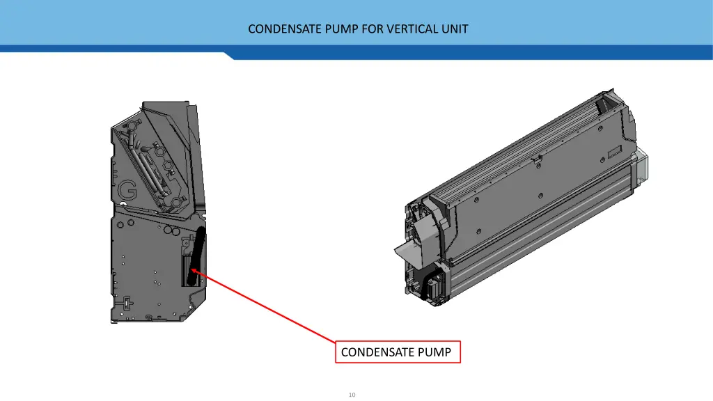 condensate pump for vertical unit