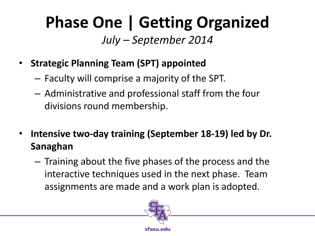 phase one getting organized july september 2014
