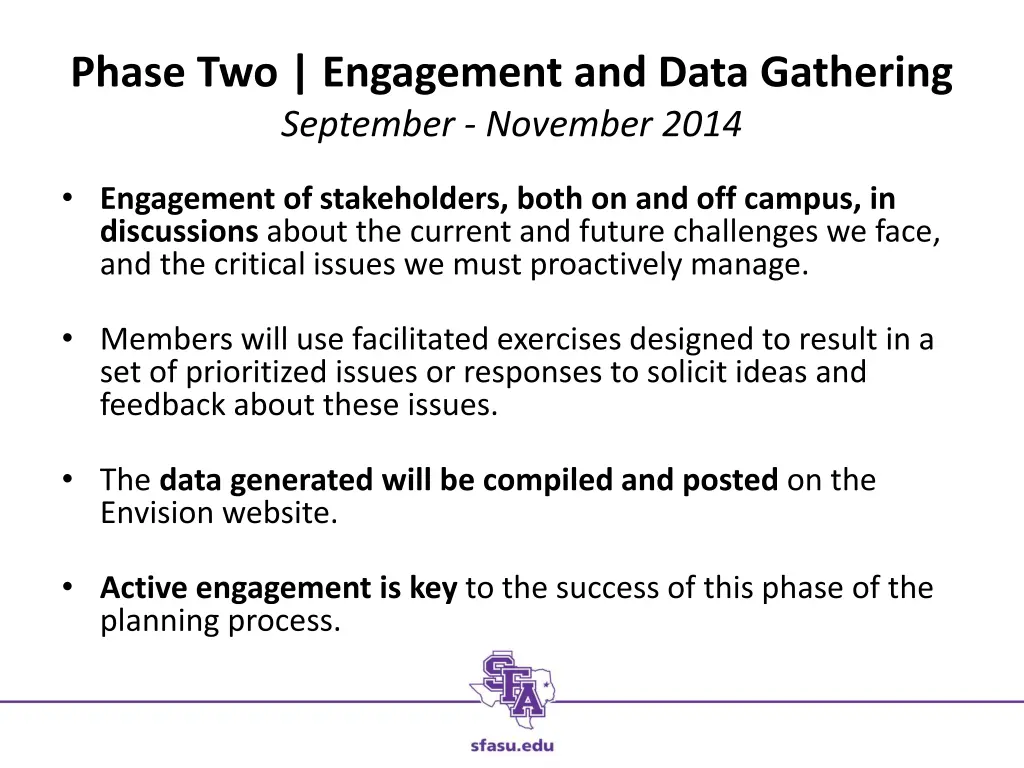 phase two engagement and data gathering september