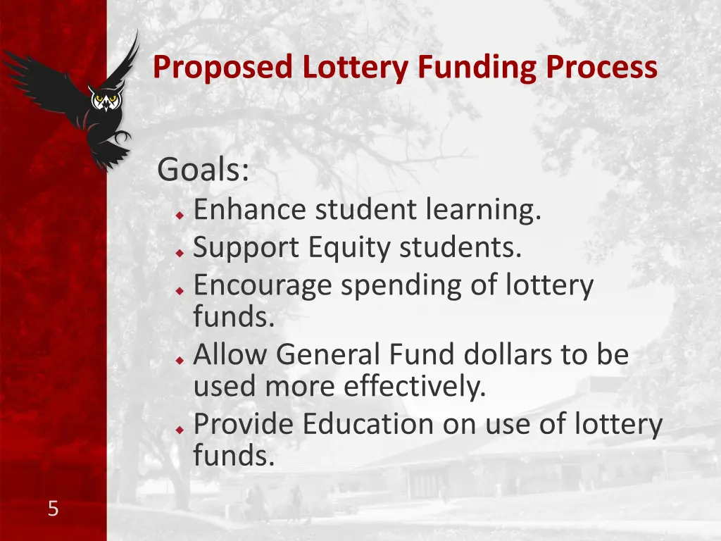proposed lottery funding process