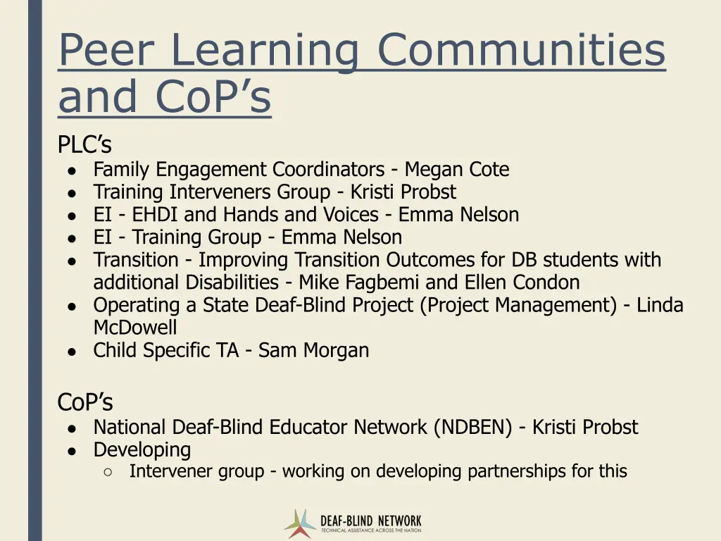 peer learning communities and cop s plc s family