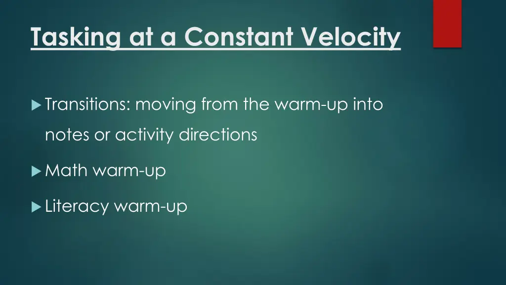 tasking at a constant velocity 1