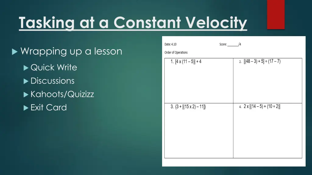 tasking at a constant velocity 3