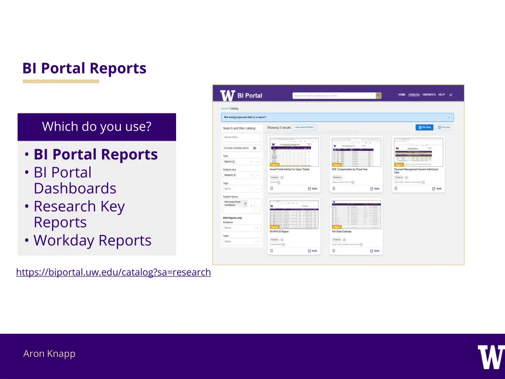 bi portal reports