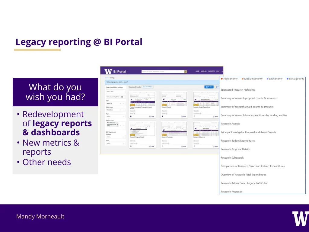 legacy reporting @ bi portal