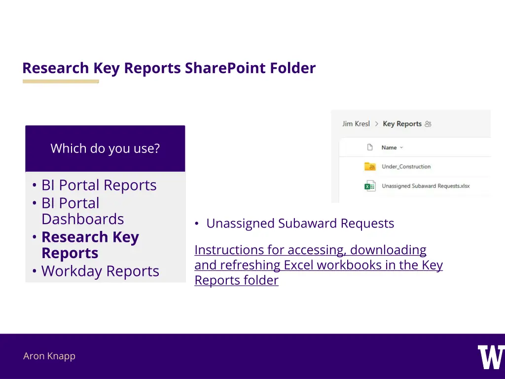 research key reports sharepoint folder