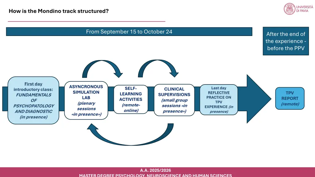 how is the mondino track structured