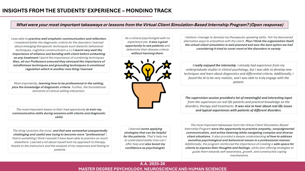 insights from the students experience mondino 1