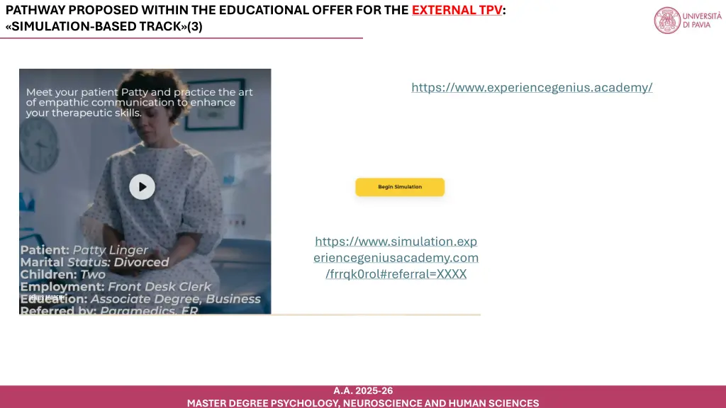 pathway proposed within the educational offer 1