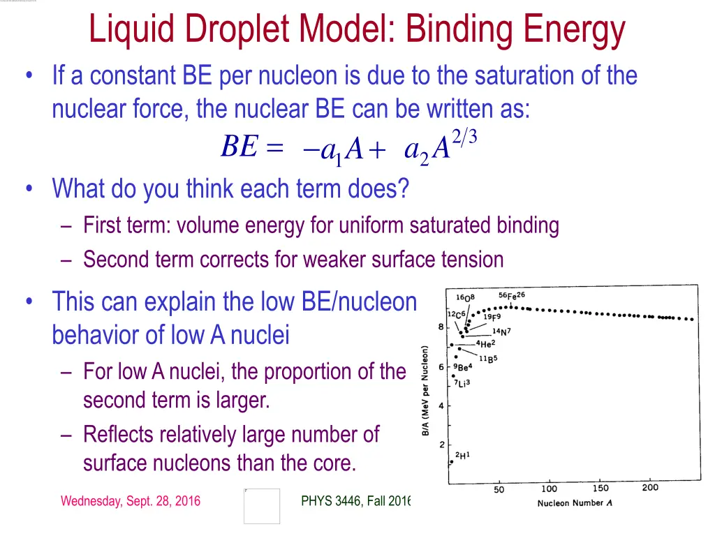 liquid droplet model binding energy