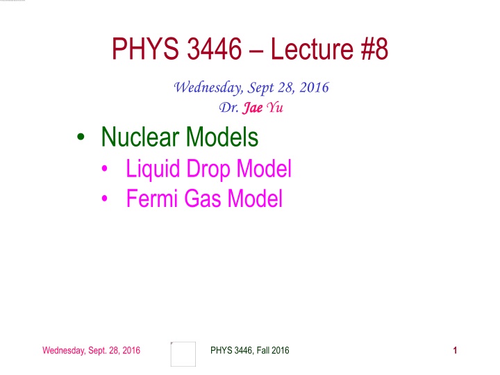 phys 3446 lecture 8