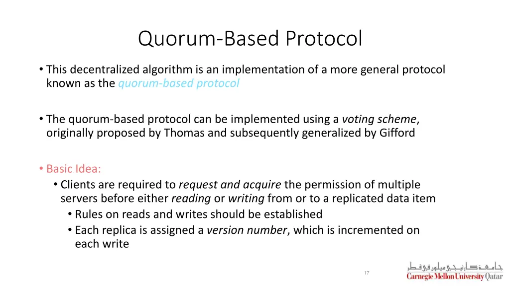 quorum based protocol