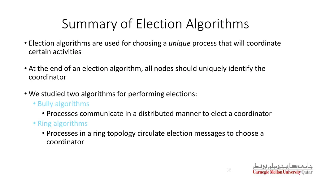 summary of election algorithms