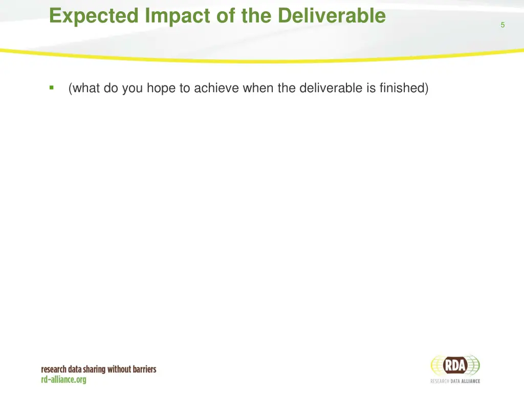 expected impact of the deliverable