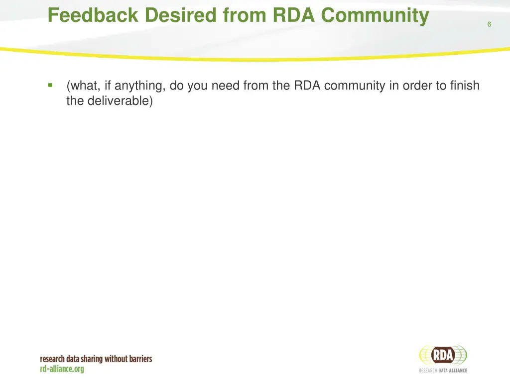 feedback desired from rda community