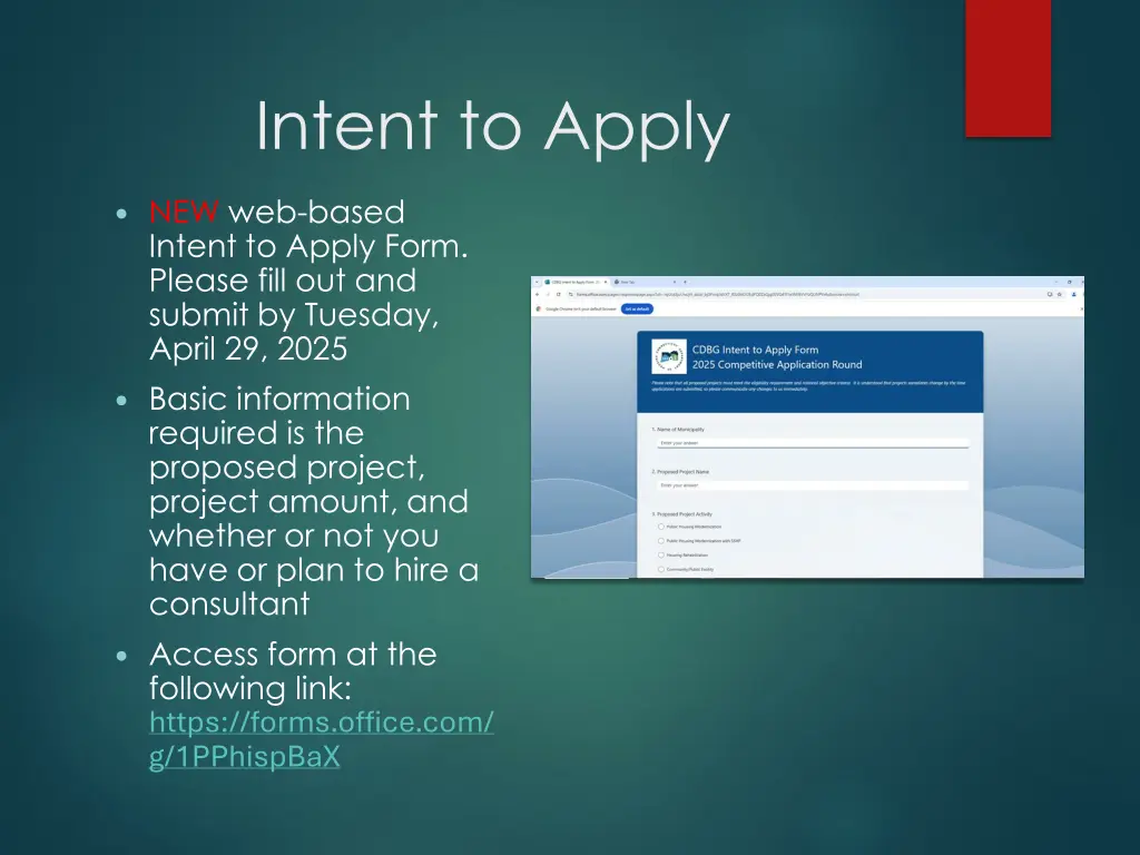 intent to apply