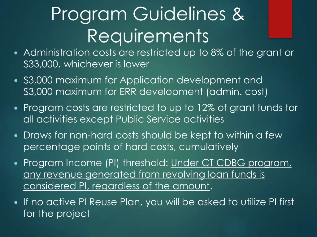 program guidelines requirements administration