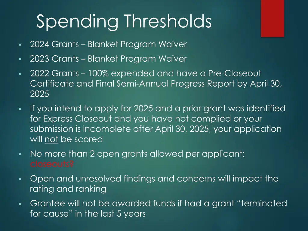 spending thresholds