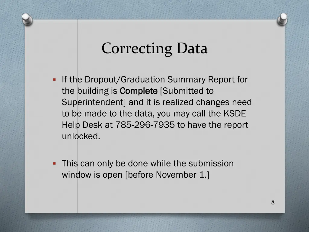 correcting data 3