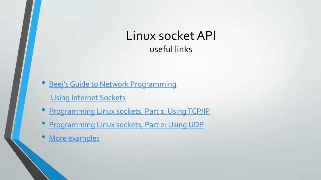 linux socket api useful links