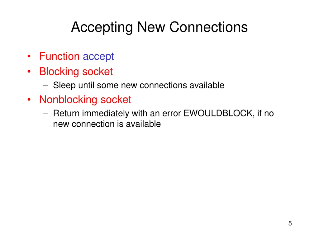 accepting new connections