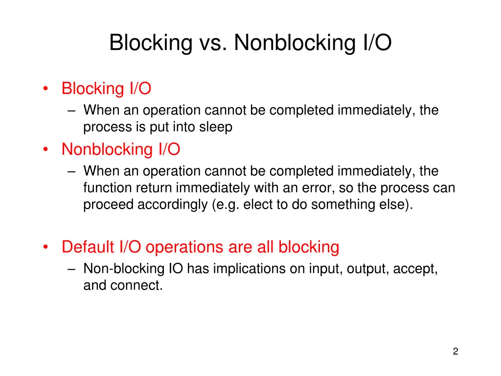 blocking vs nonblocking i o