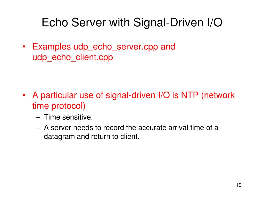 echo server with signal driven i o