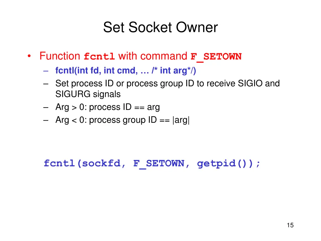 set socket owner