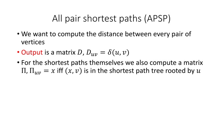 all pair shortest paths apsp