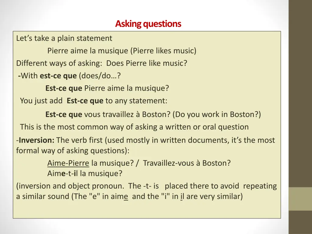 asking questions