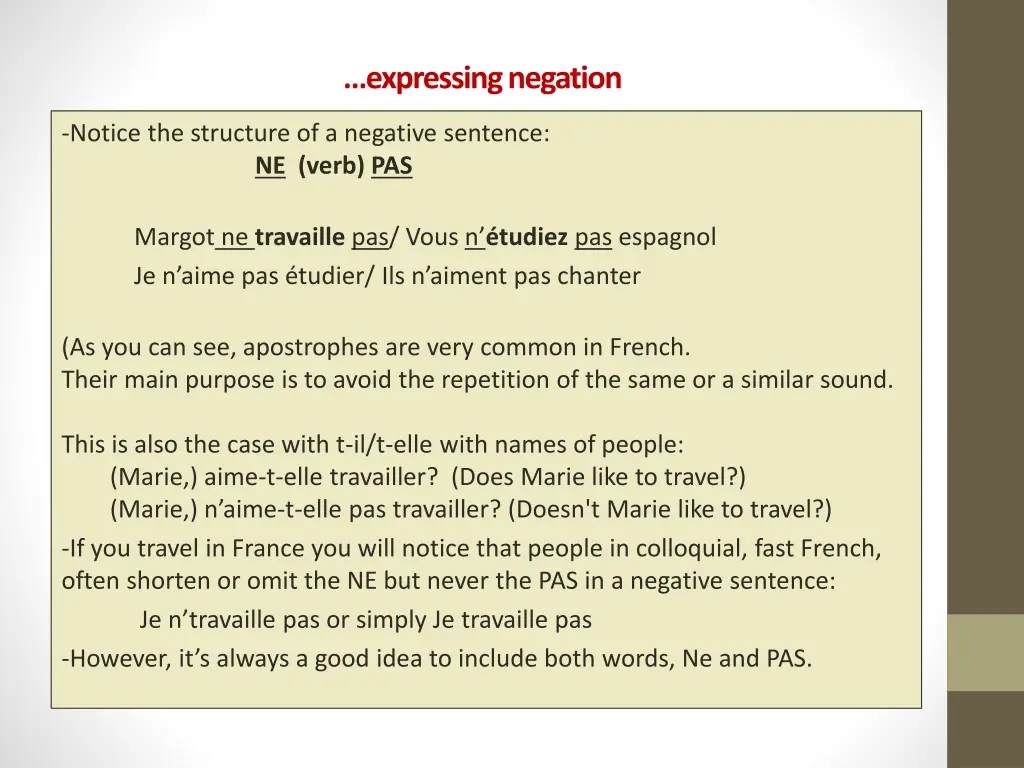 expressing negation