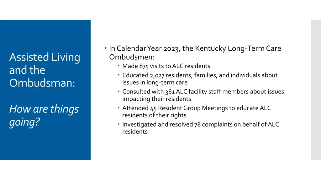 in calendar year 2023 the kentucky long term care